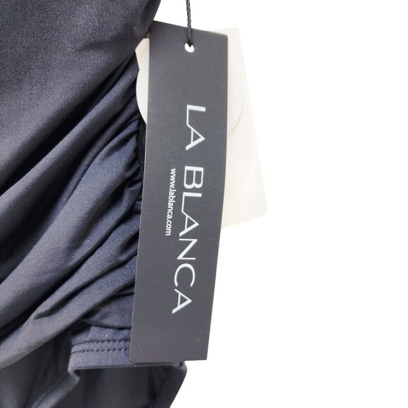 La Blanca Womens Black One-Piece Swimsuit Size 6 With Shirred Front Design - Picture 4 of 9